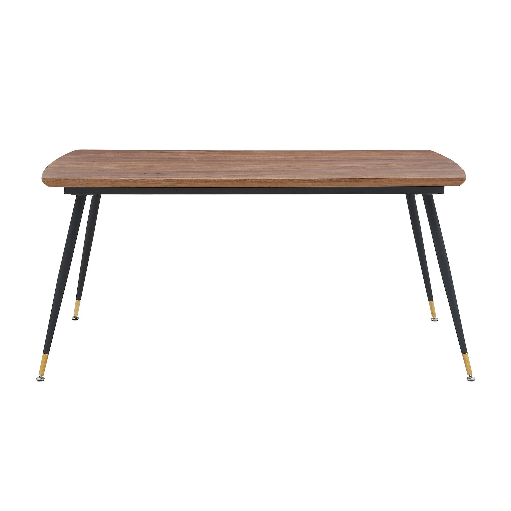 Messina - Modern Walnut And Metal Dining Room Table - Black Matte / Gold