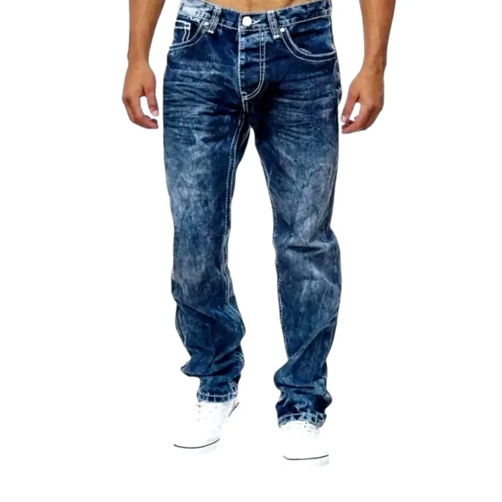 Monochrome straight fit fashion men's jeans