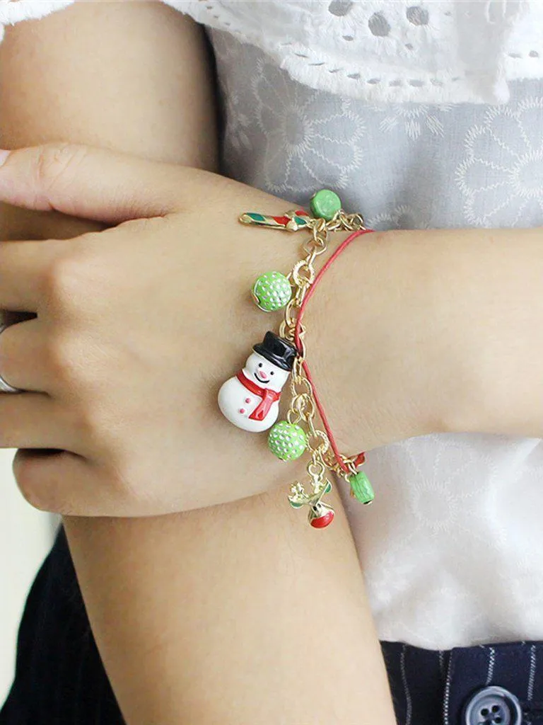 New Christmas Gift Colorful Balls Snowman Deer Charms Bracelet