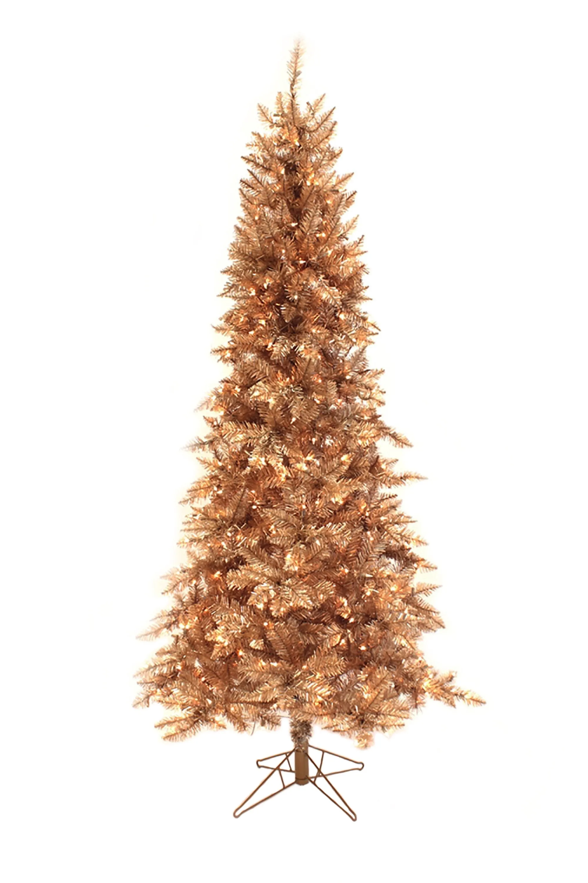 OPEN BOX 6.5' Champagne Gold Slim Prelit Christmas Tree with Warm White Lights