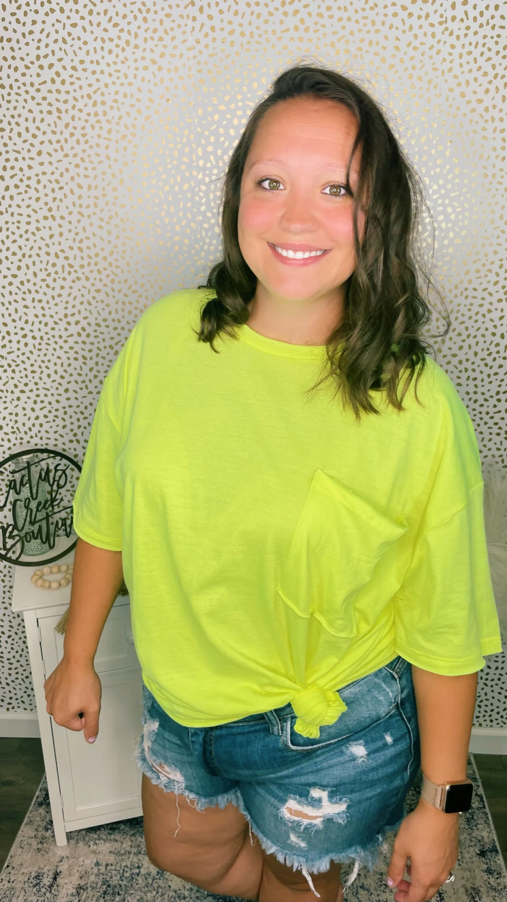 Oversized Cotton Boyfriend Pocket Tee Lime