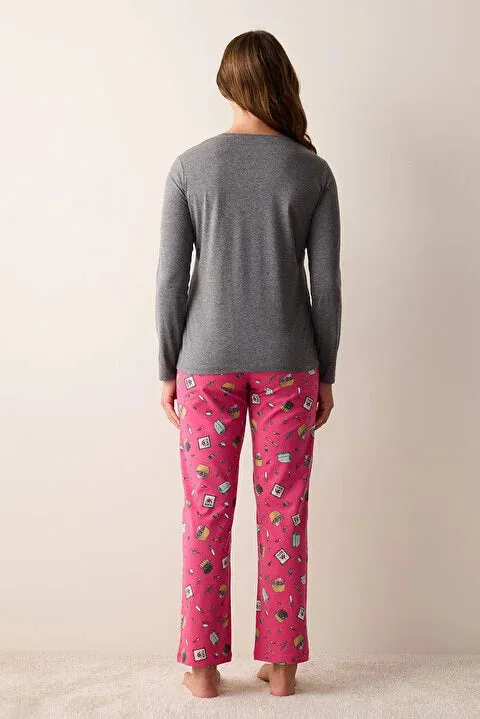 Penti Cozy Multi Color Pant Pyjama Set