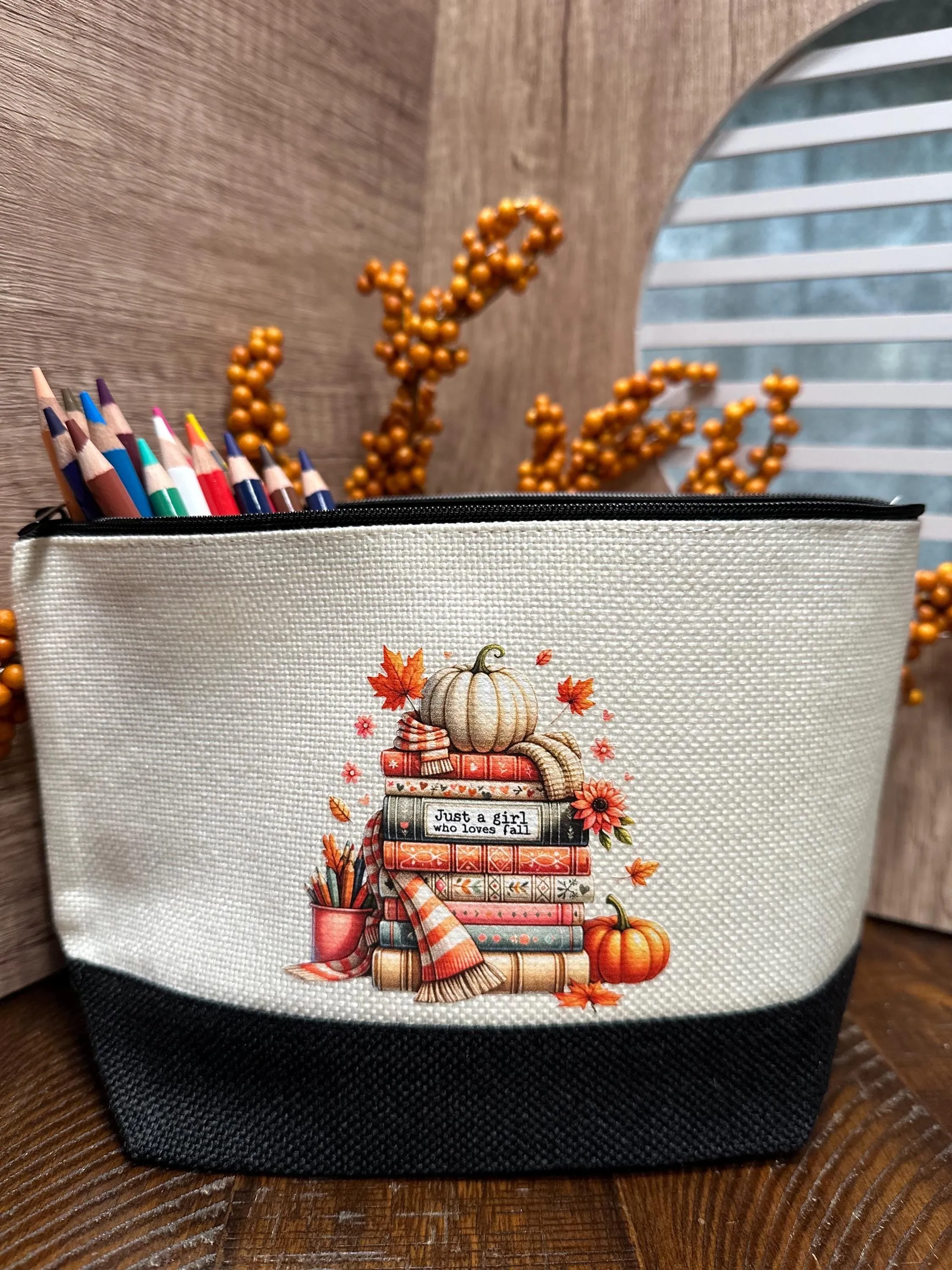 Personalized Fall Book Lover's Tote Bag