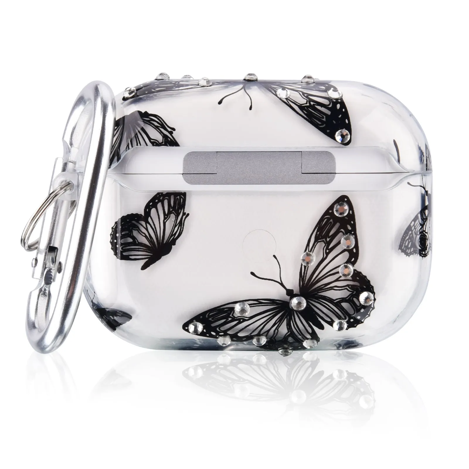 Protective TPU Case for Apple AirPods Pro with Keychain, Butterfly Design