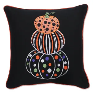 Pumpkin Stack Black 18-inch Throw Pillow Cover