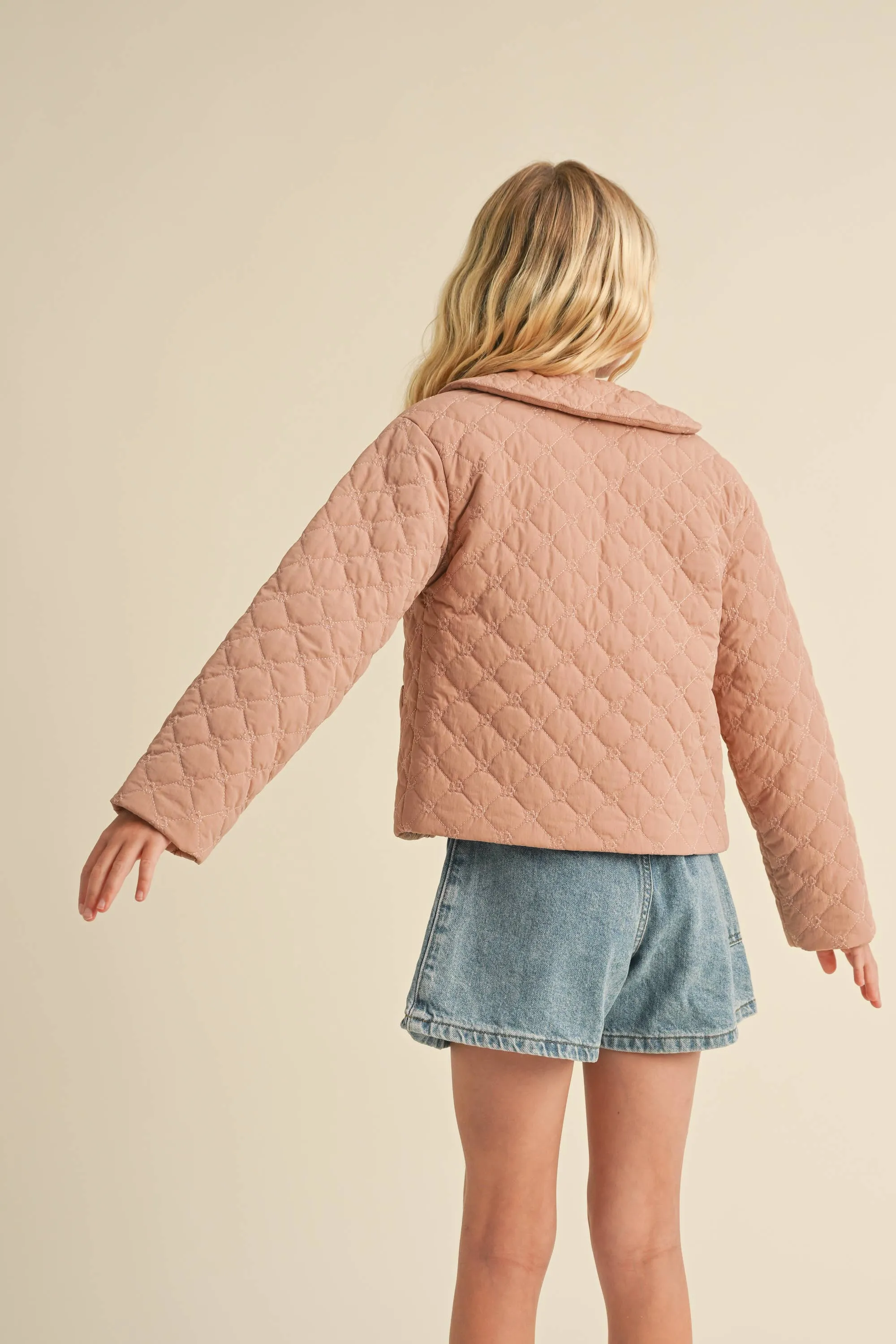 Quilted Puff Jacket- Dusty Rose