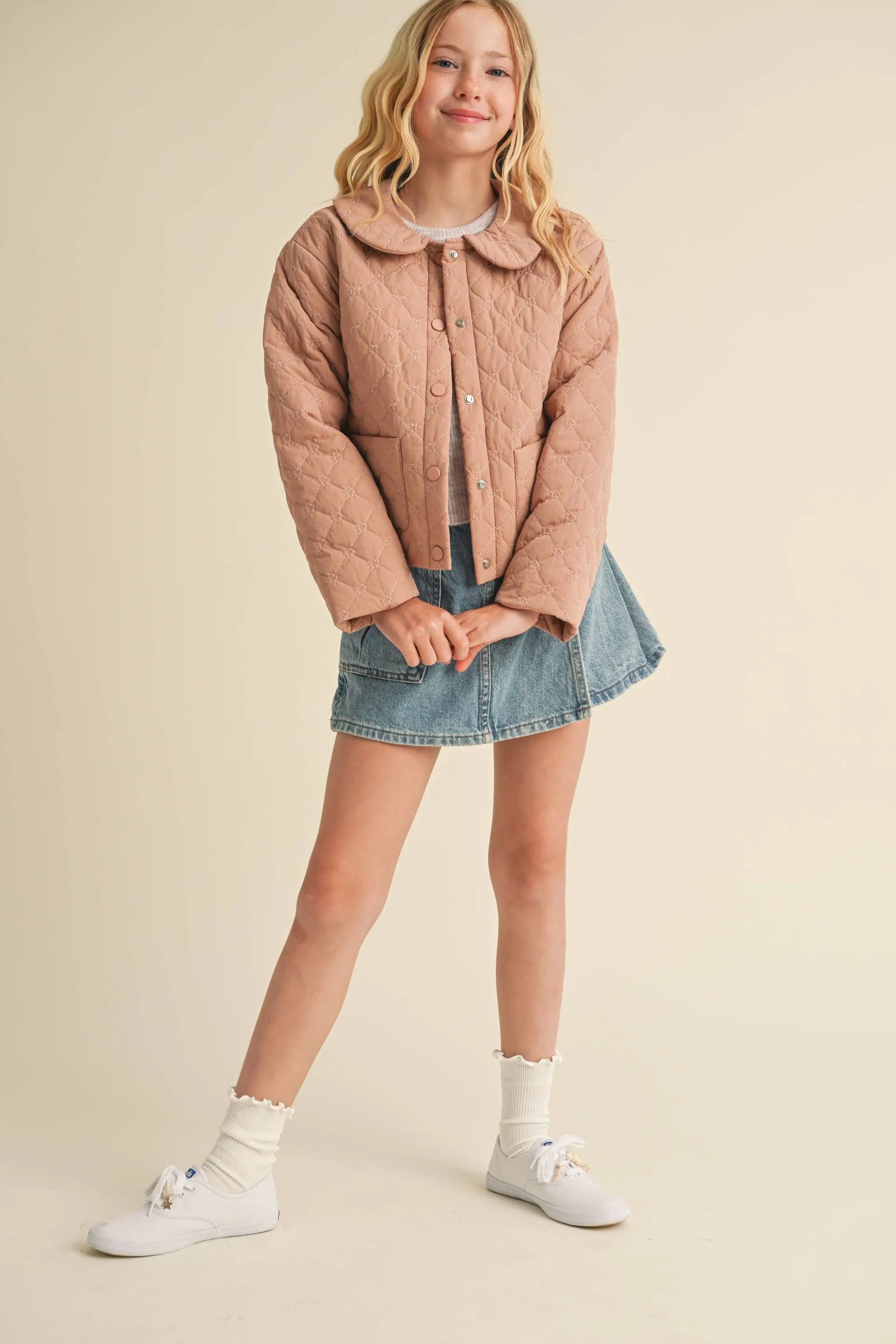 Quilted Puff Jacket- Dusty Rose