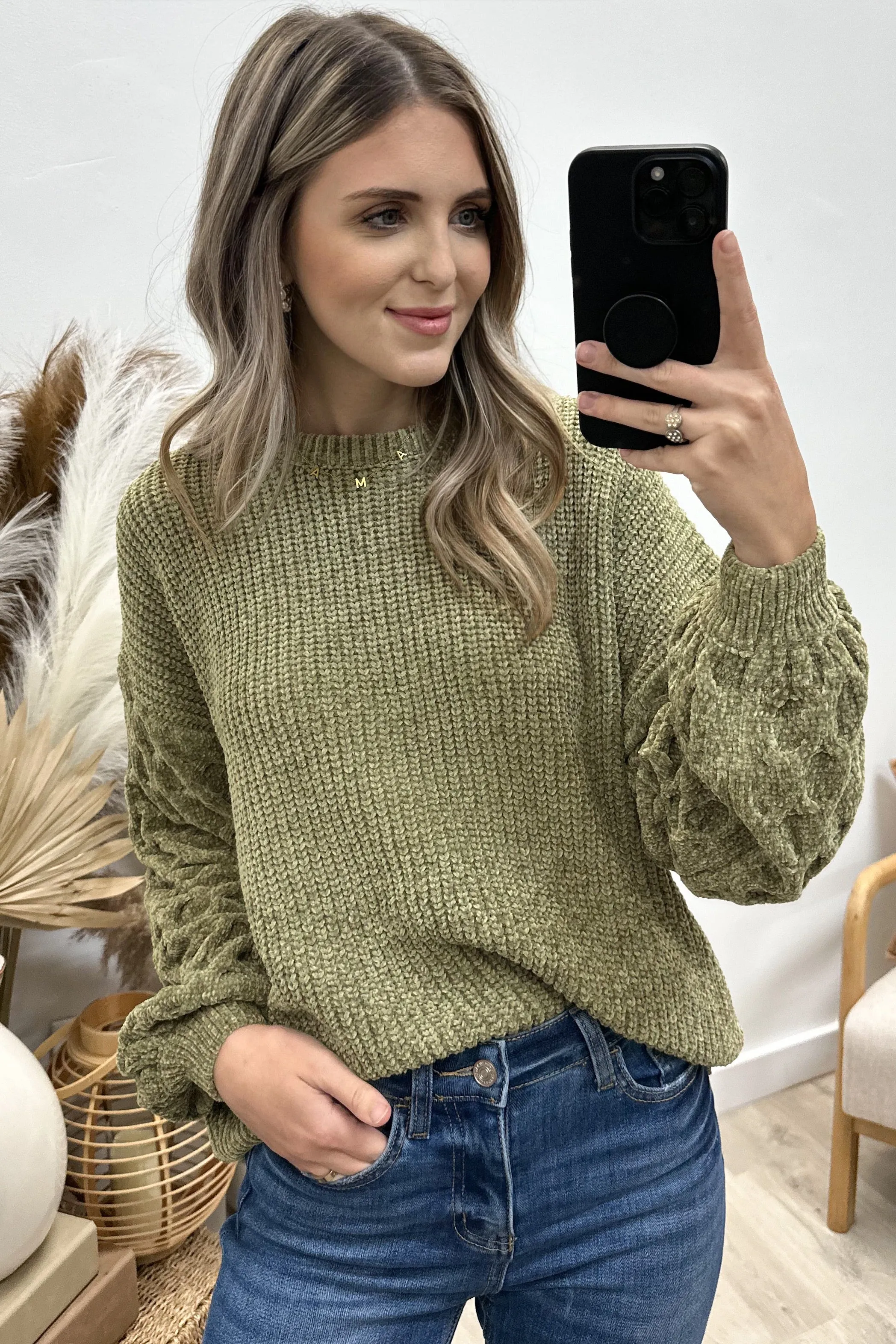 "Cozy Feels" Sweater (Olive)