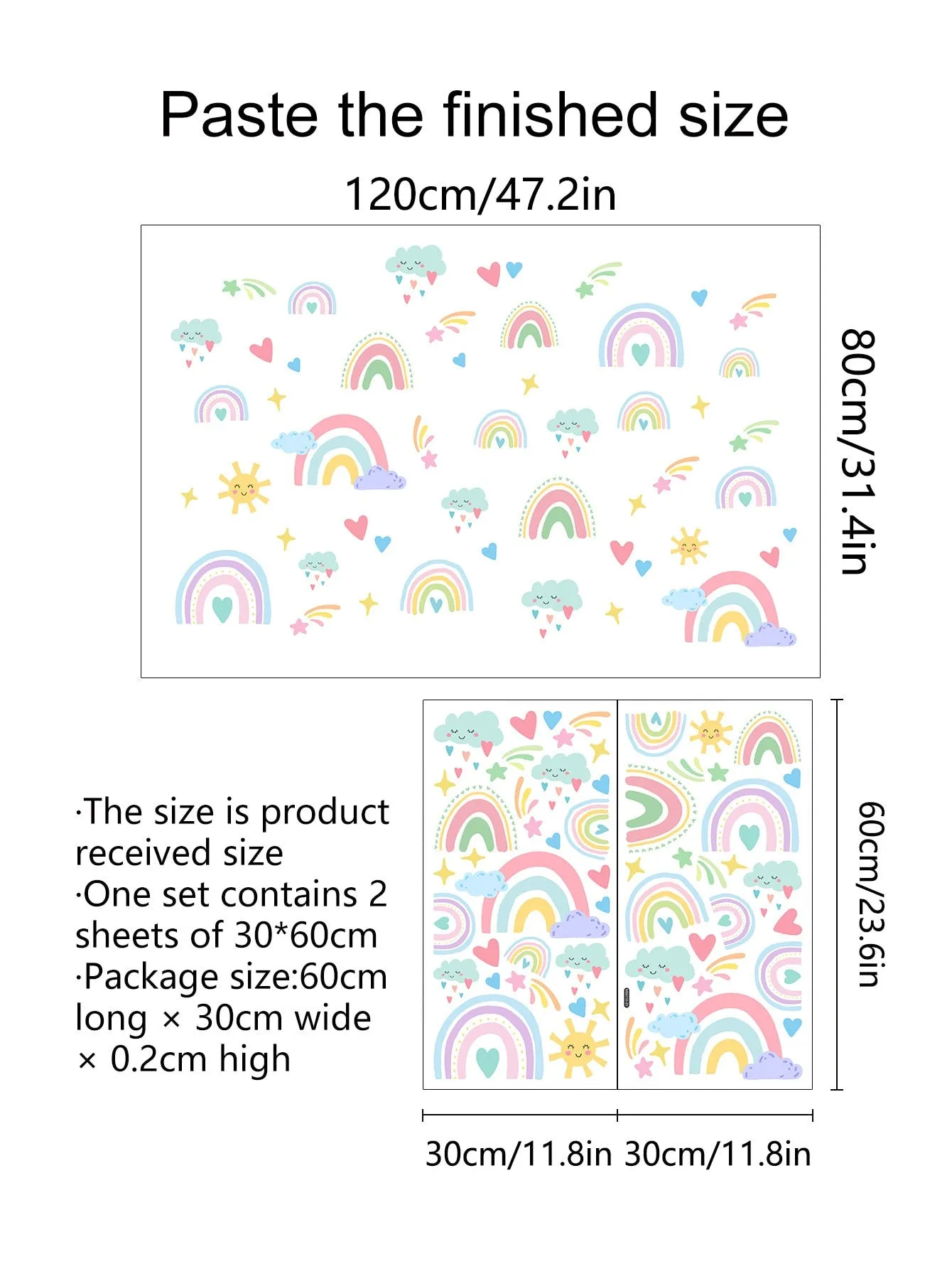 Rainbow Wall Stickers - Cartoon Colorful Decor