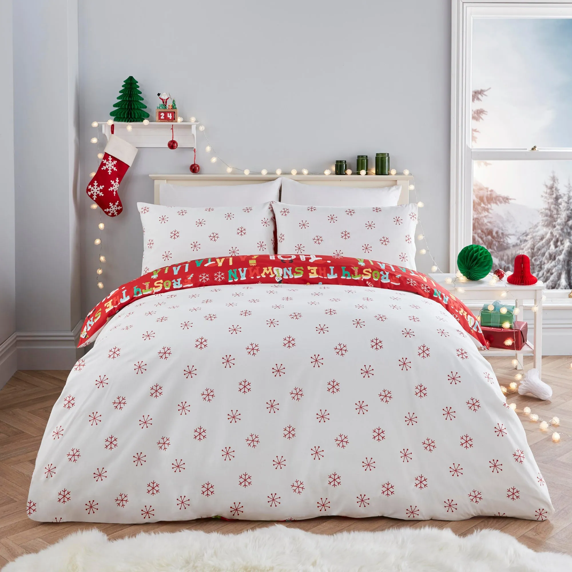 Santa's Little Helper Duvet Cover Set by Fusion Christmas in Red