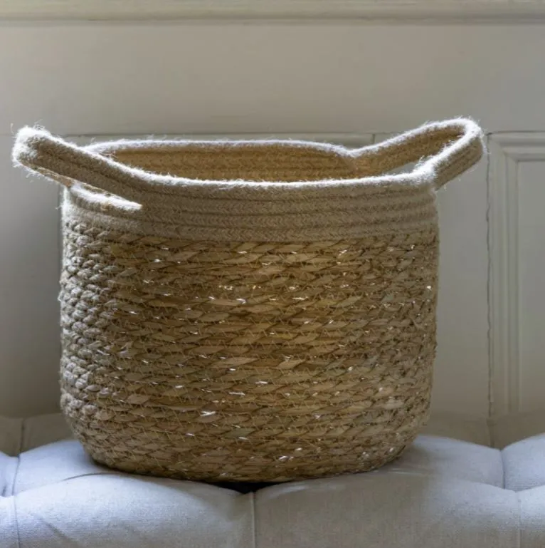 Set of Four Jute & Straw Baskets