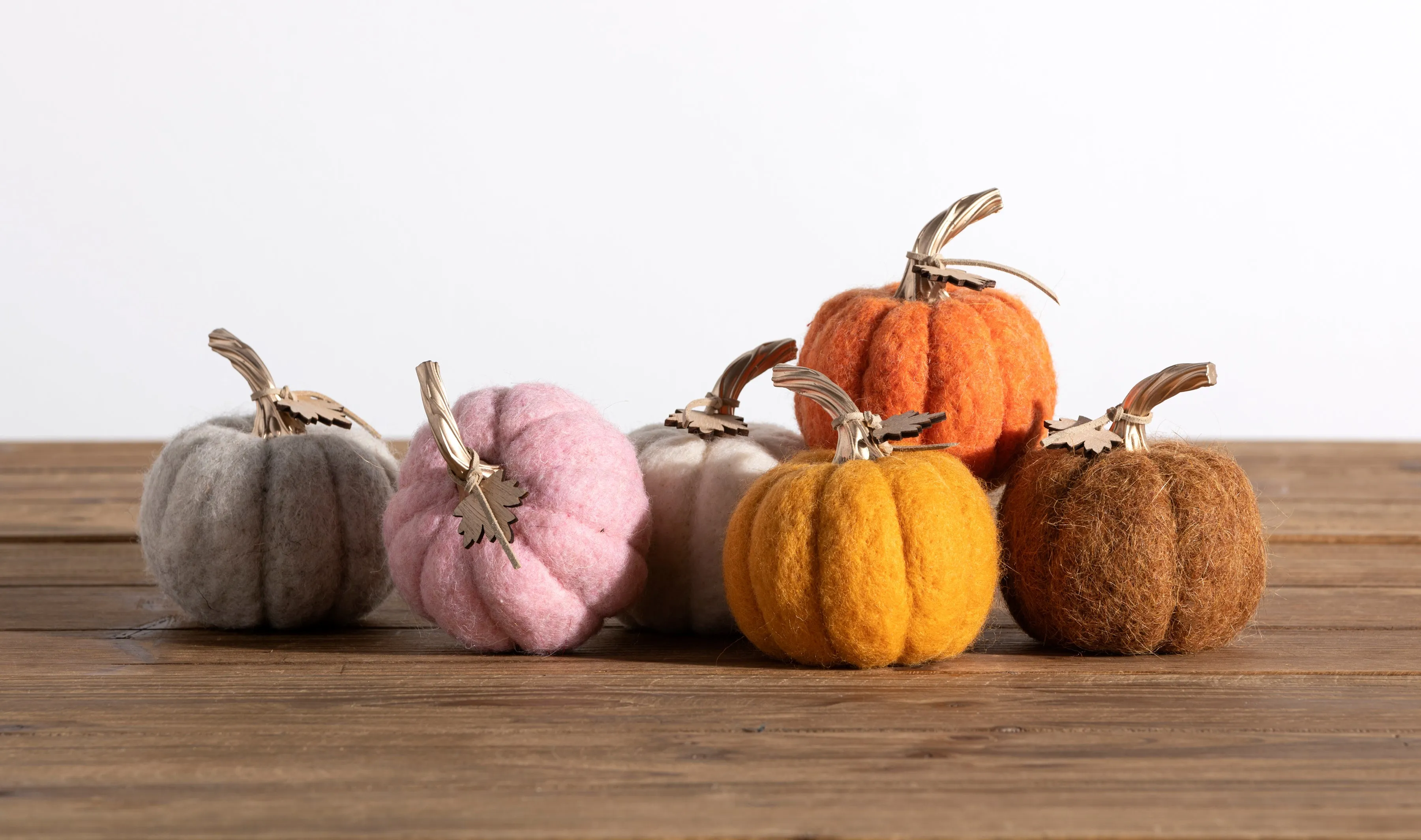 Shiraleah Assorted Set Of 6 Felt Decorative Pumpkins, Multi by Shiraleah