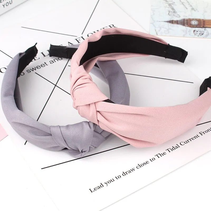 Simple Cloth Headband Cross Cotton Soft 1PC Bow Knot Turban Hairband Comfortable Seaside Girls Sweet 8 Colors Gifts Solid