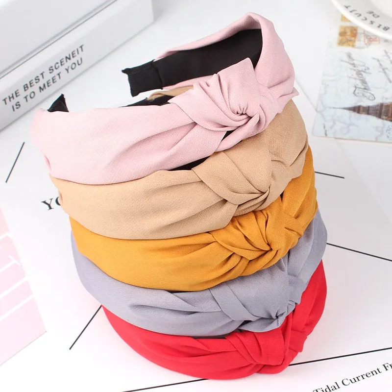 Simple Cloth Headband Cross Cotton Soft 1PC Bow Knot Turban Hairband Comfortable Seaside Girls Sweet 8 Colors Gifts Solid