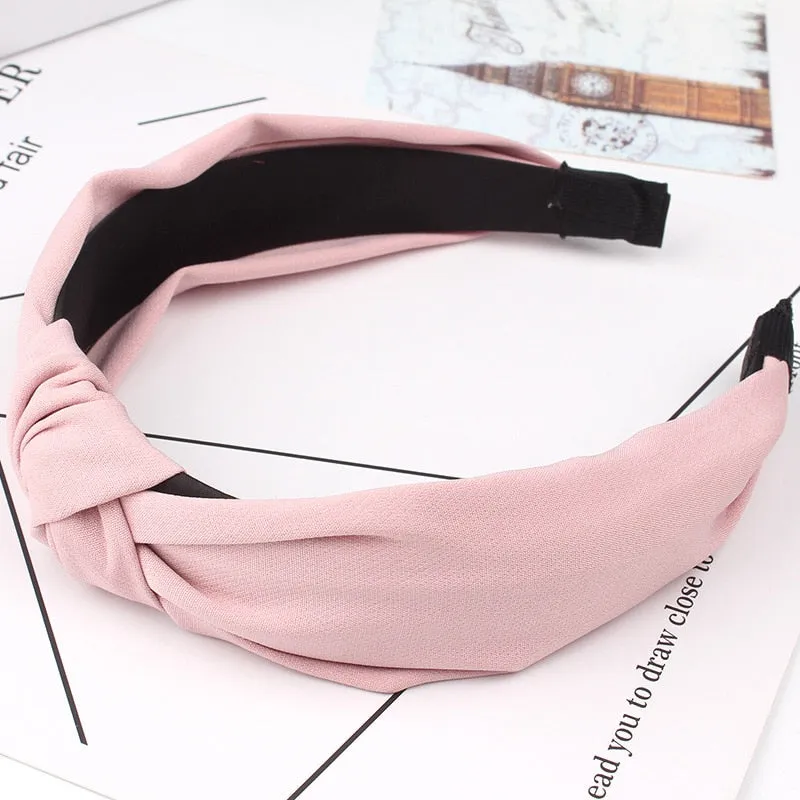 Simple Cloth Headband Cross Cotton Soft 1PC Bow Knot Turban Hairband Comfortable Seaside Girls Sweet 8 Colors Gifts Solid