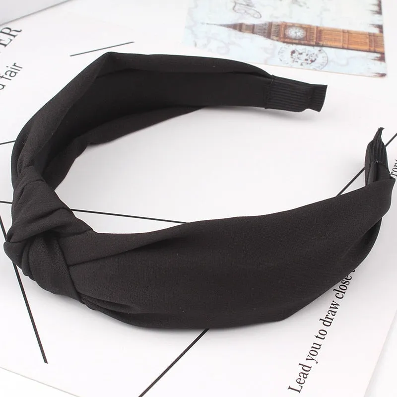 Simple Cloth Headband Cross Cotton Soft 1PC Bow Knot Turban Hairband Comfortable Seaside Girls Sweet 8 Colors Gifts Solid