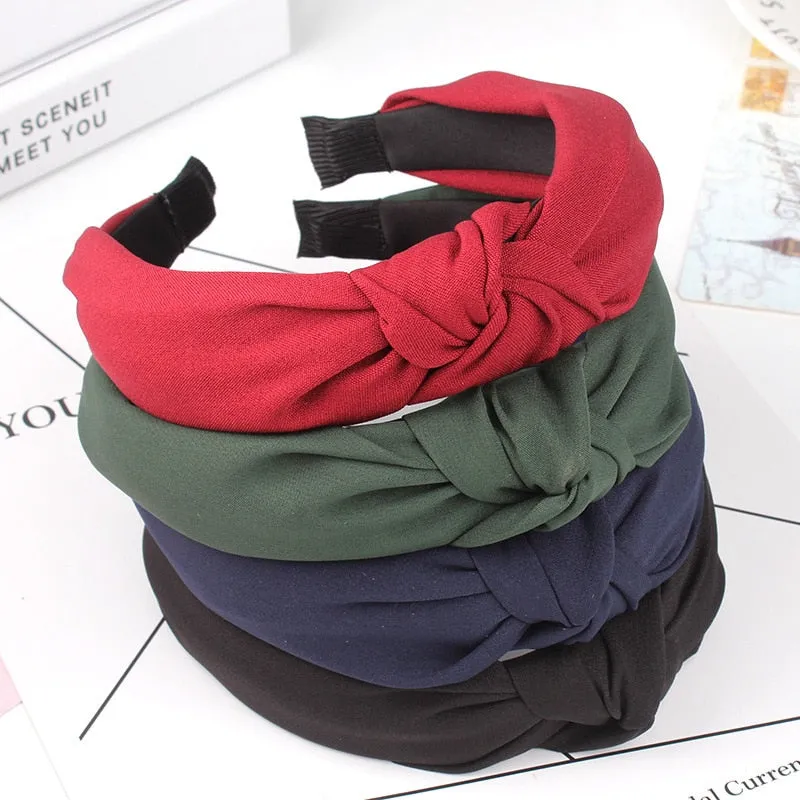 Simple Cloth Headband Cross Cotton Soft 1PC Bow Knot Turban Hairband Comfortable Seaside Girls Sweet 8 Colors Gifts Solid