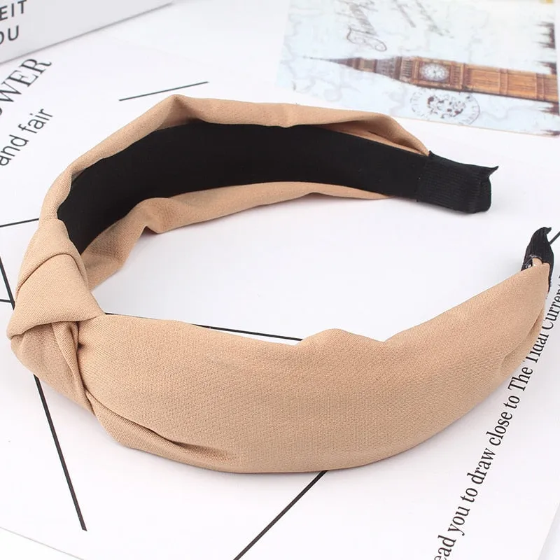 Simple Cloth Headband Cross Cotton Soft 1PC Bow Knot Turban Hairband Comfortable Seaside Girls Sweet 8 Colors Gifts Solid