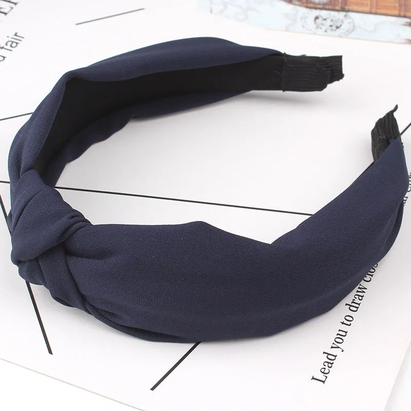 Simple Cloth Headband Cross Cotton Soft 1PC Bow Knot Turban Hairband Comfortable Seaside Girls Sweet 8 Colors Gifts Solid