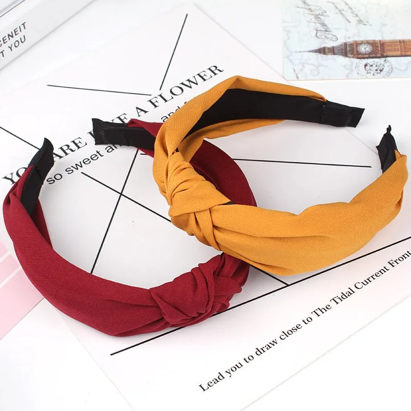 Simple Cloth Headband Cross Cotton Soft 1PC Bow Knot Turban Hairband Comfortable Seaside Girls Sweet 8 Colors Gifts Solid