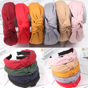 Simple Cloth Headband Cross Cotton Soft 1PC Bow Knot Turban Hairband Comfortable Seaside Girls Sweet 8 Colors Gifts Solid