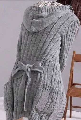 SKCUTE Mid-Long Sweaters Warm Knitted Bleted Casual Gray One Size Colorful