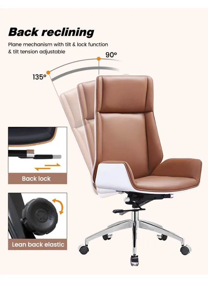 Sleek Modern Executive Office Chair With Genuine Leather for Long Comfortable Use