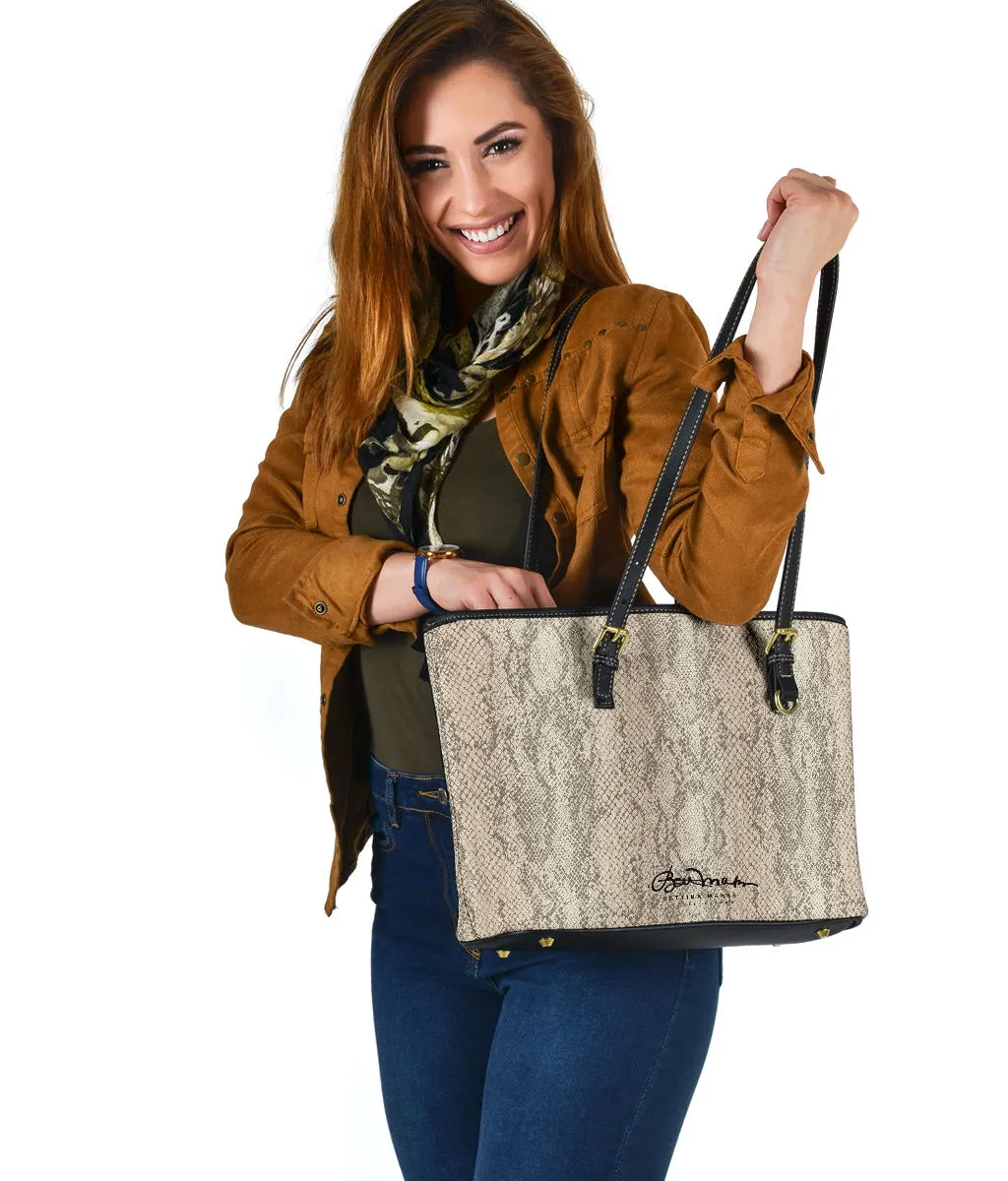 Snake Print Small Tote Bag