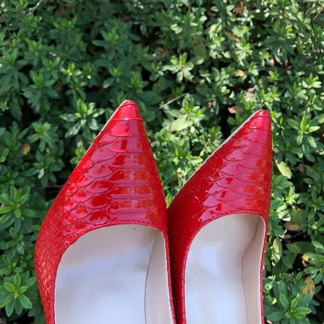 Snakeskin Chic Pointed Toe Party High Heels