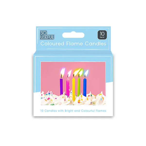 So Useful Coloured Flame Candles 10 Pk