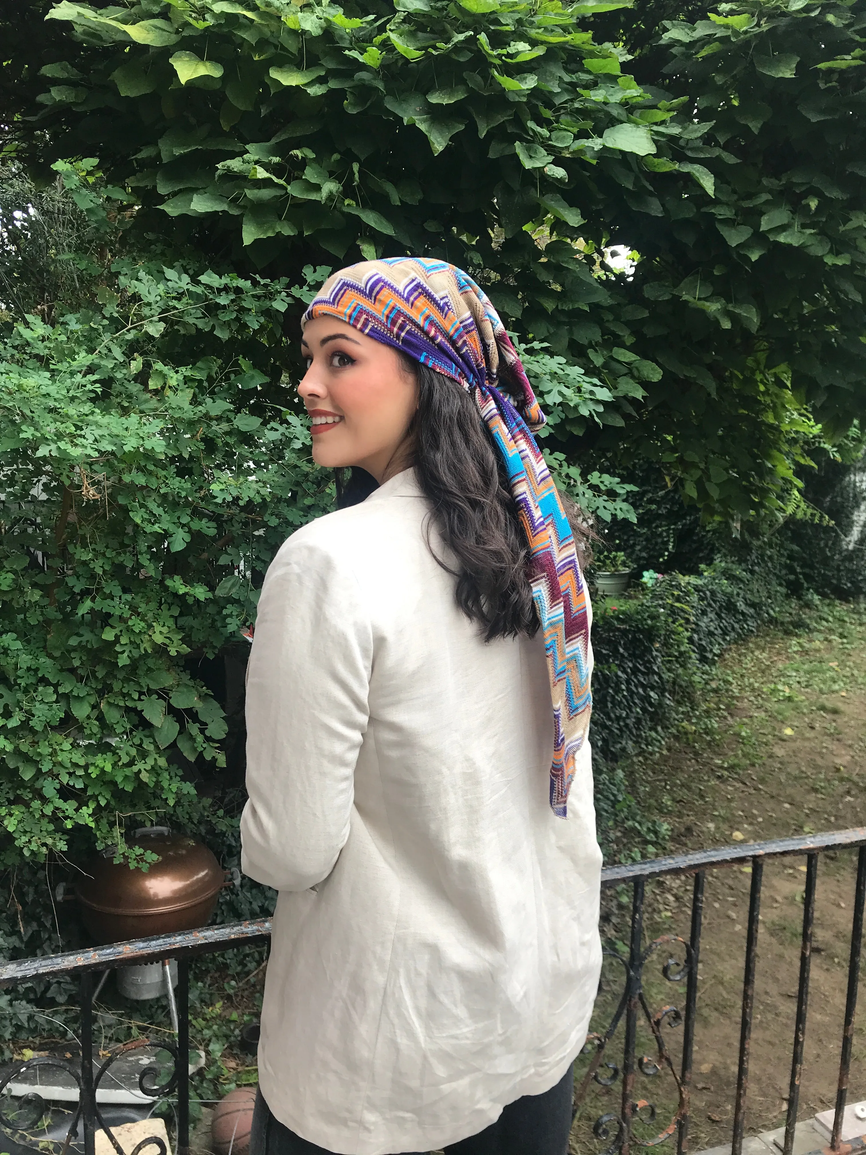 Stunning Uptown Girl Headwear | Tie Back Hat Pre Tied Autumn Fall Head Scarf Hijab Tichel