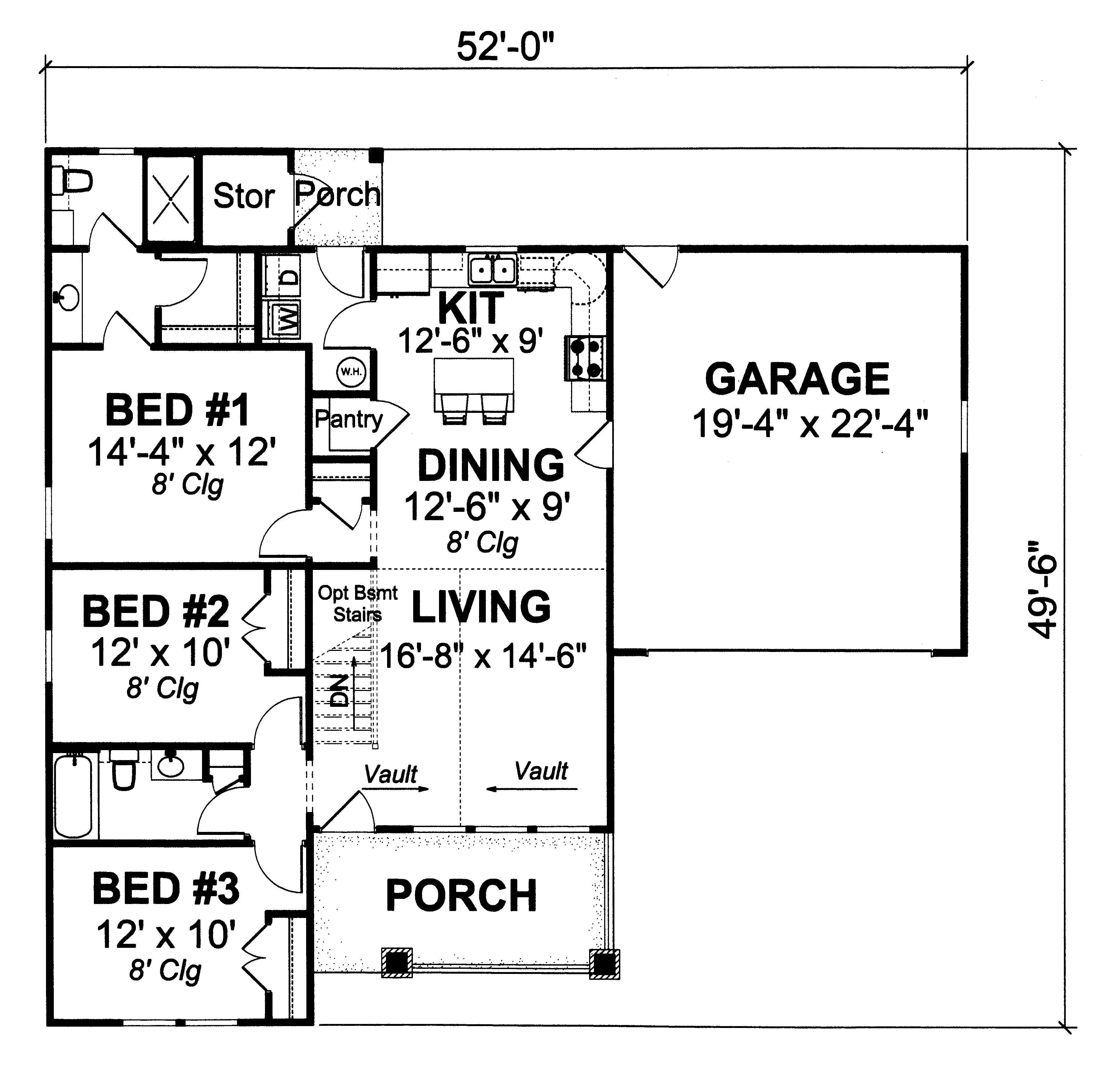 Stylish 3-Bedroom Home Plan with Modern Amenities