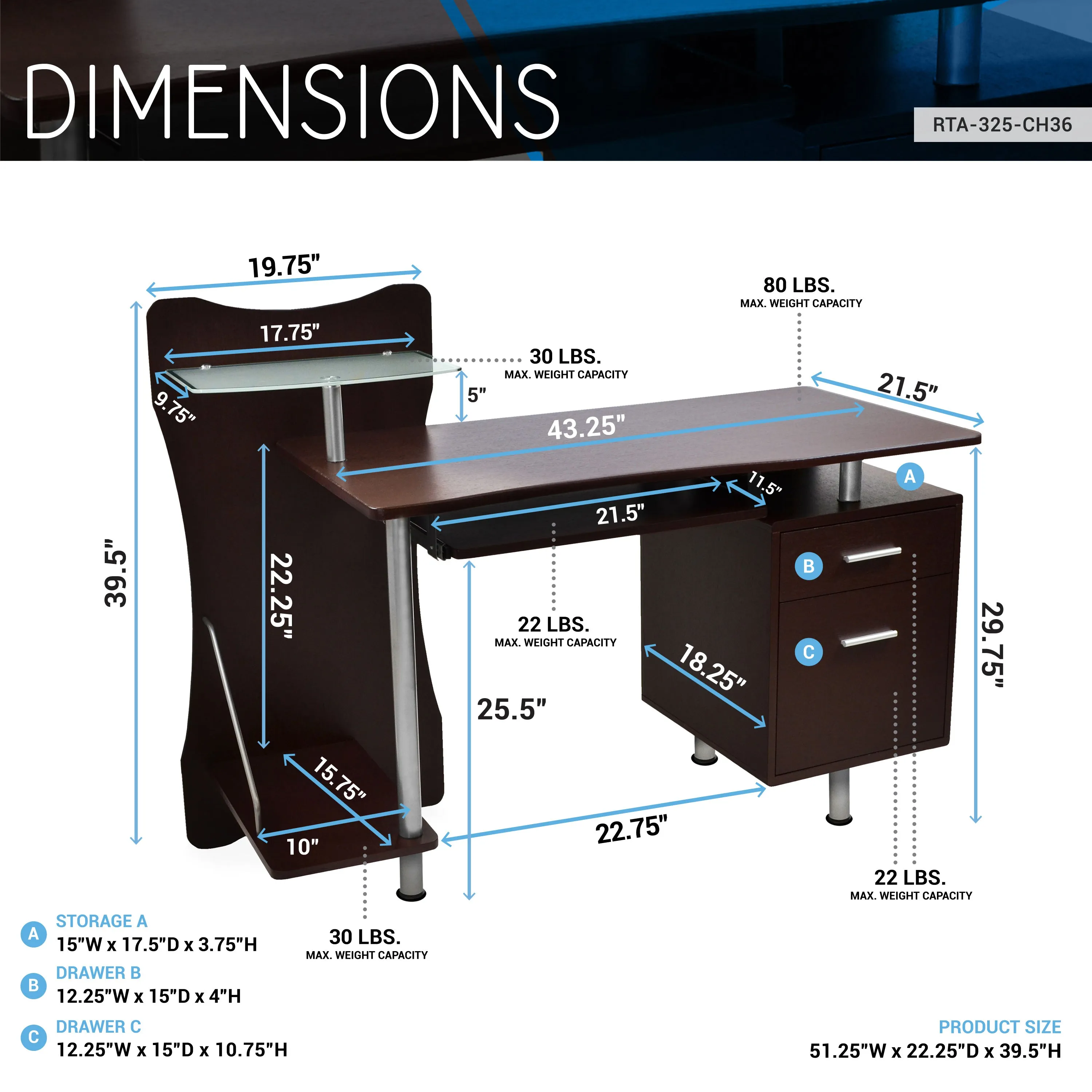 Stylish Computer Desk with Storage