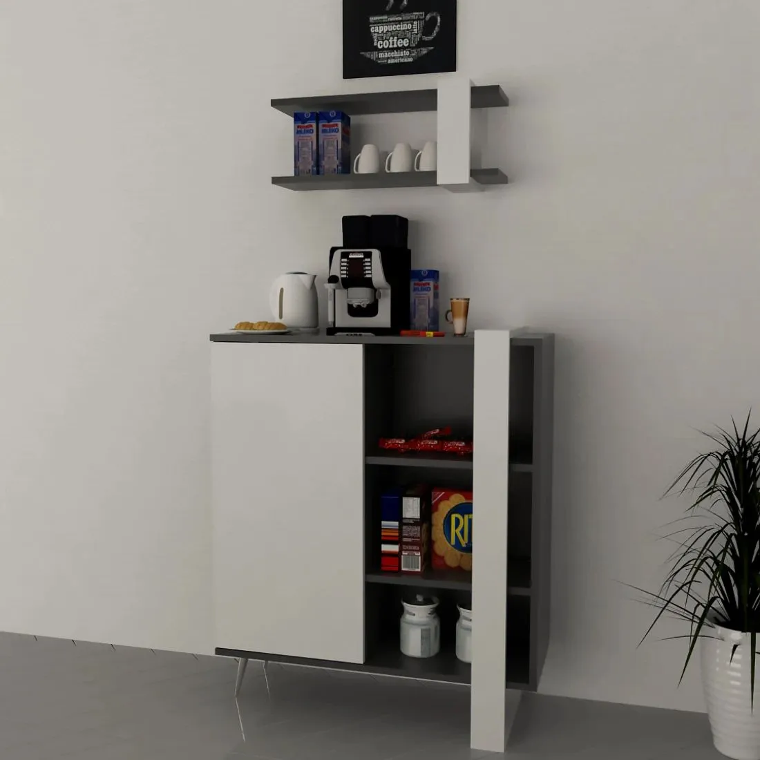 Stylish Corner Coffee Station – Compact Design