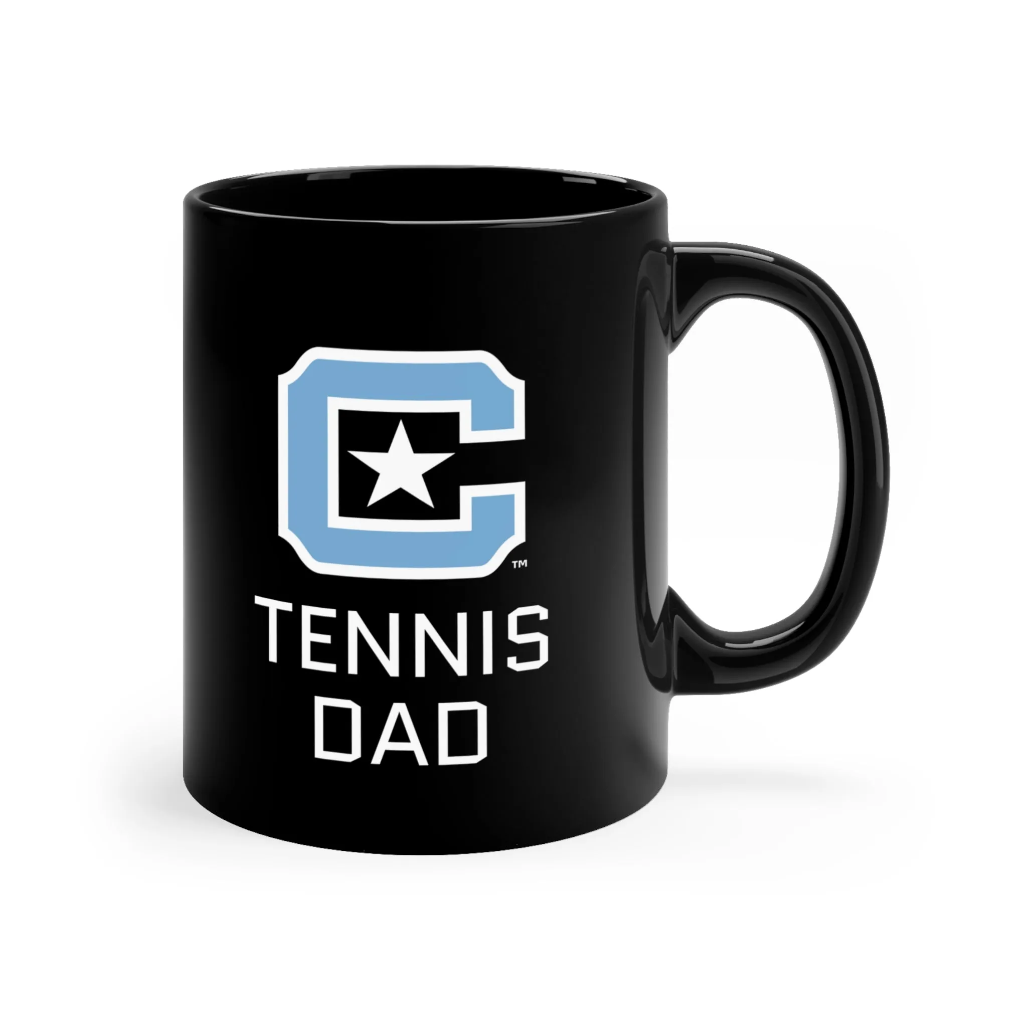 The Citadel Block C Logo, Sports Tennis Dad, Black Mug, 11oz