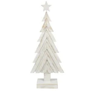 Tree W/Star White Wood 111cm