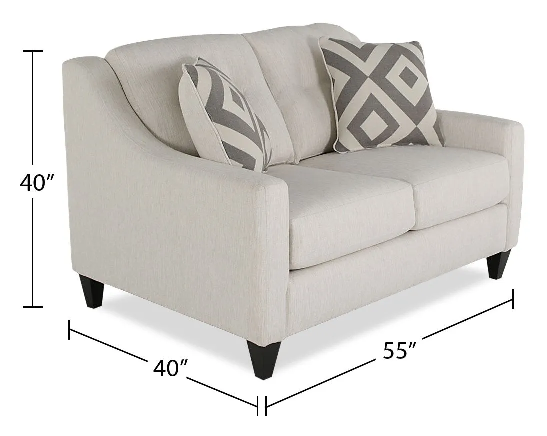 Tuva Linen-Look Fabric Loveseat - Zeus Pearl