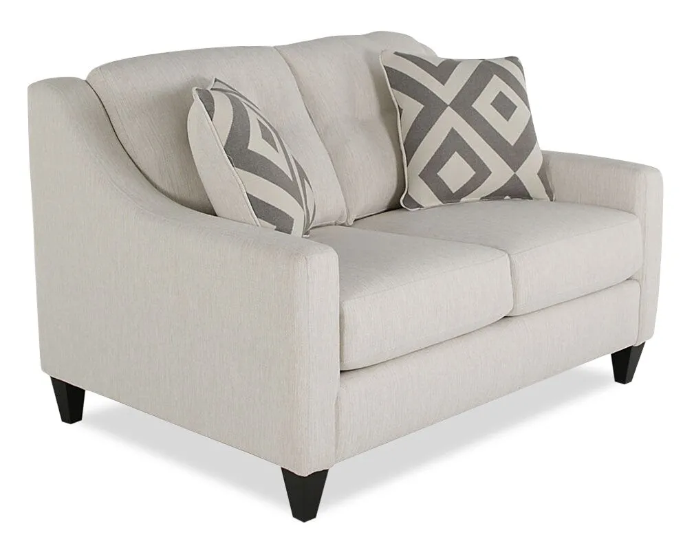 Tuva Linen-Look Fabric Loveseat - Zeus Pearl