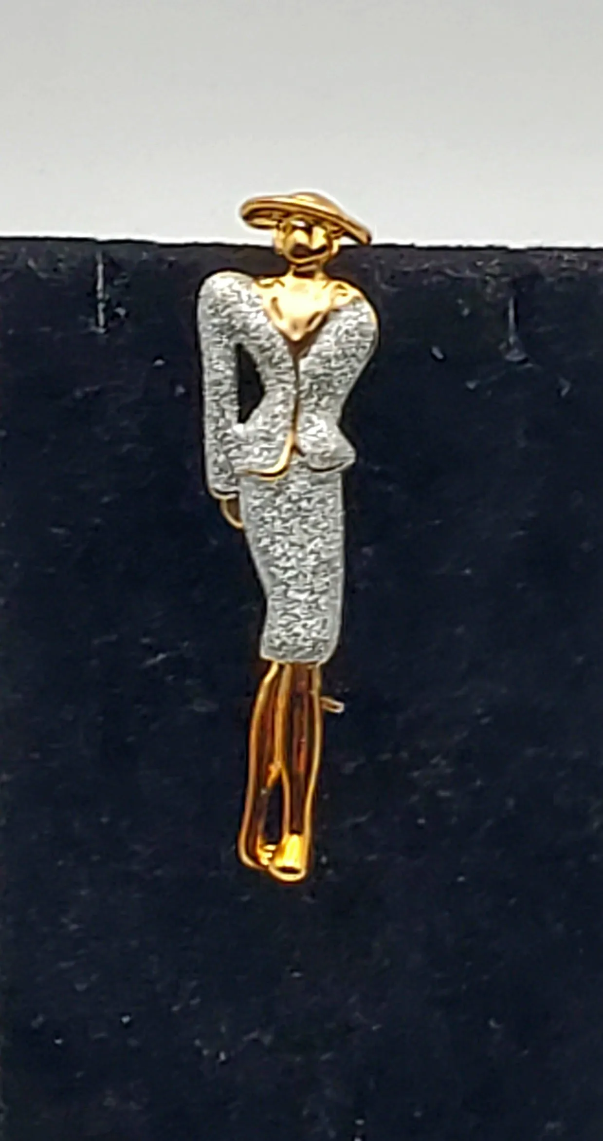 Vintage Gold Tone Glitter Fashionable Lady Brooch