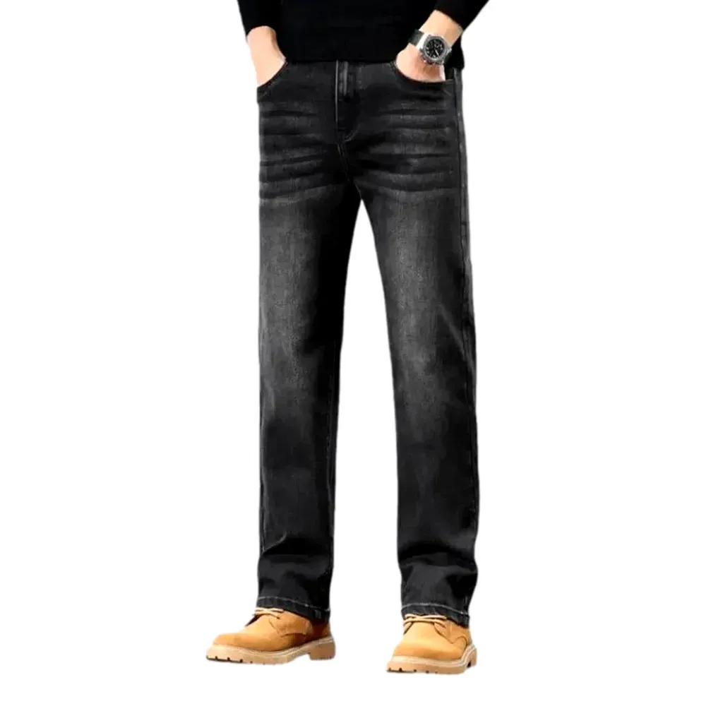 Whiskered and straight fit men's jeans