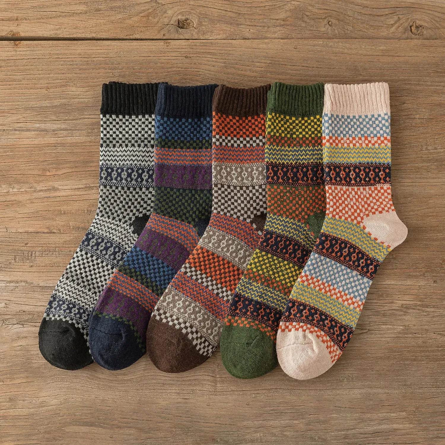 Winter Fair Isle Socks 5 Pack