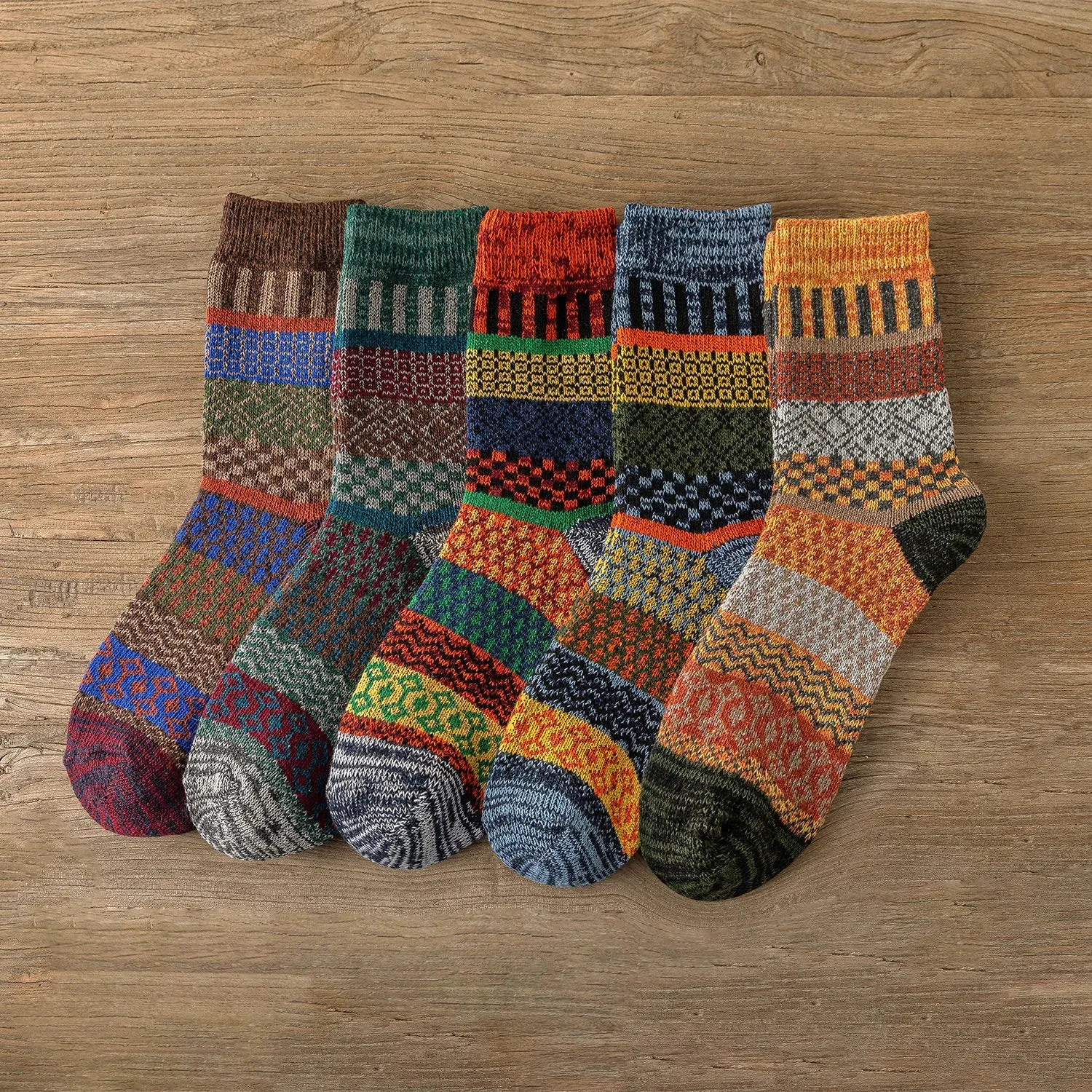 Winter Fair Isle Socks 5 Pack