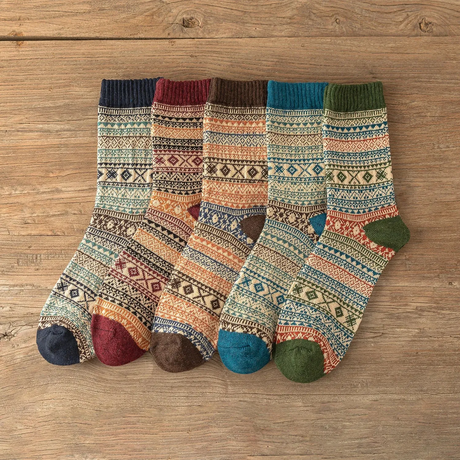 Winter Fair Isle Socks 5 Pack