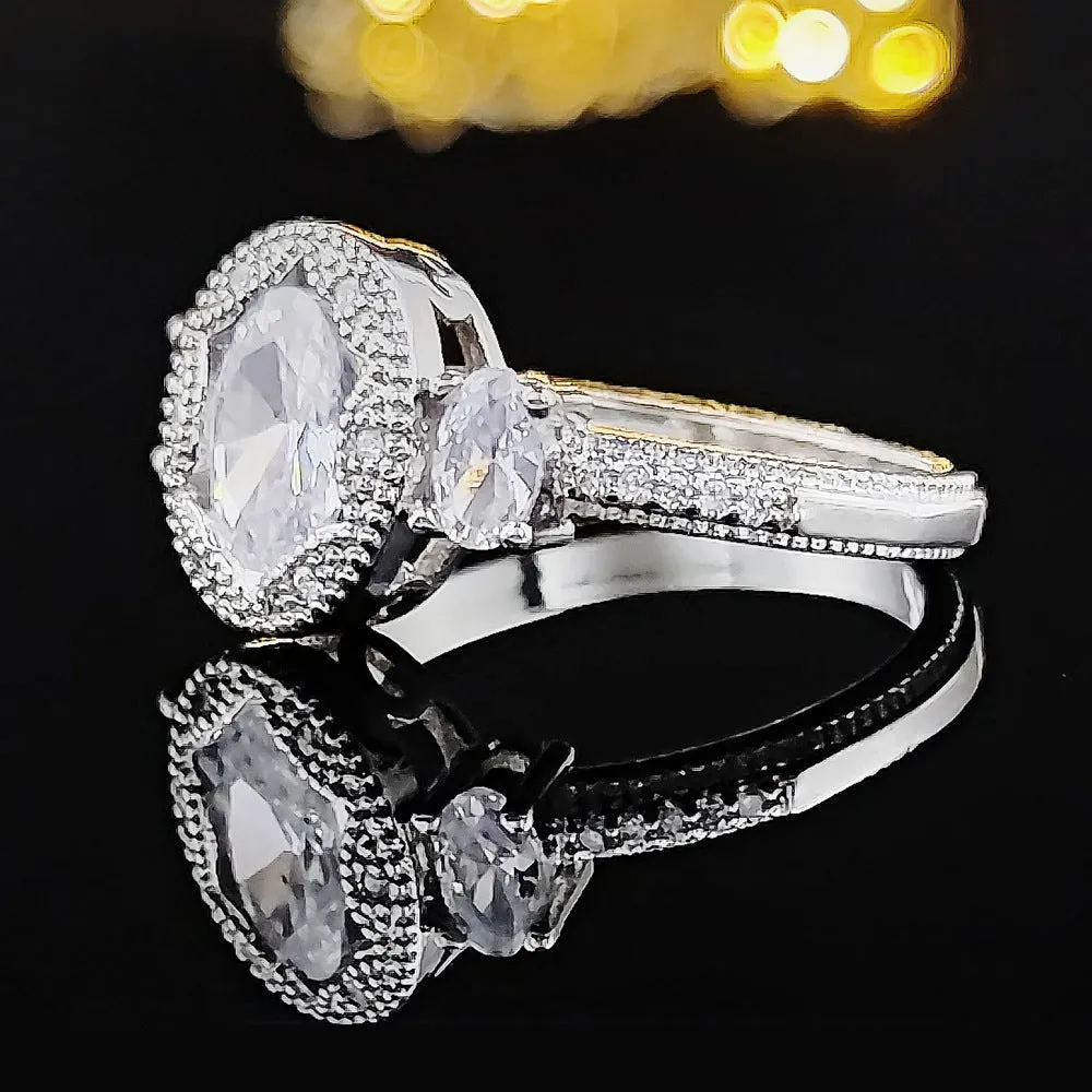 Women's Fashionable Elegant Oval Silver Ring