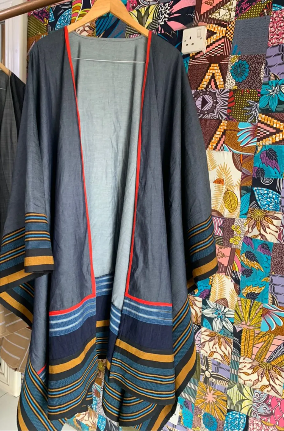 Yagana Denim and Aso oke cape