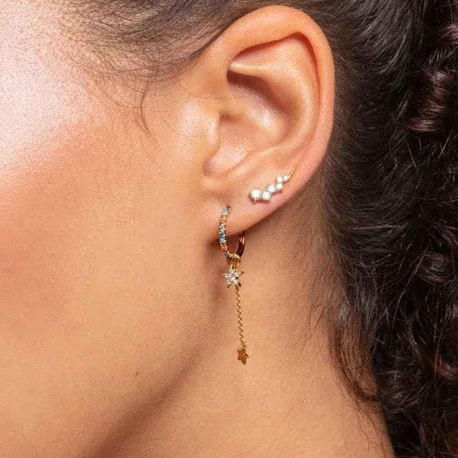 Yellow Gold Stone Cluster Ear Climbers H2157-414-14