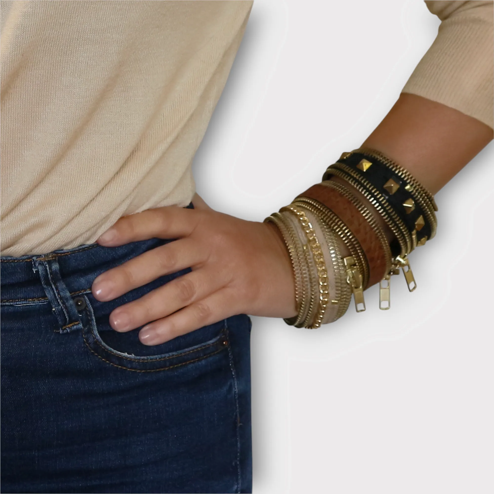 Zipper Cuff Bracelet - Gold